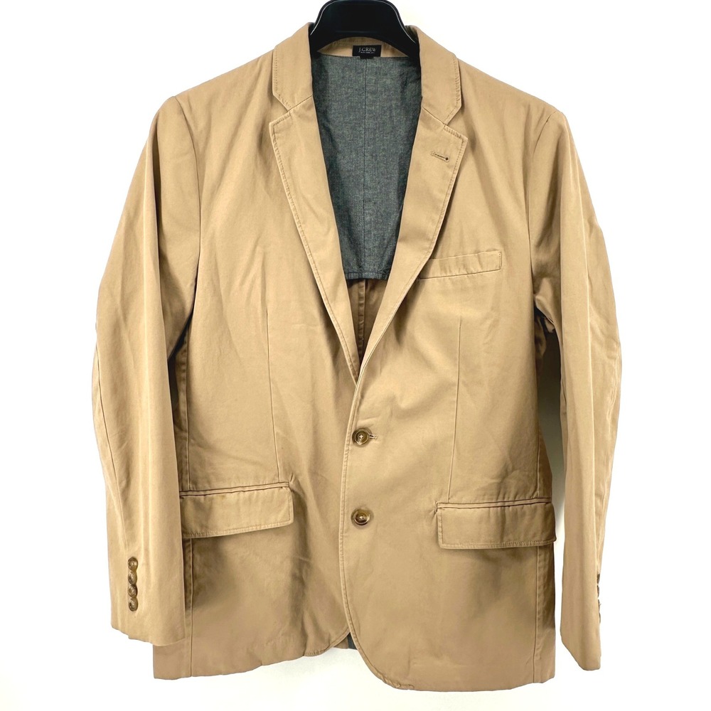 J. Crew Blazer Men M Tan Regular Fit Khaki 100% Cotton Sport Coat Jacket